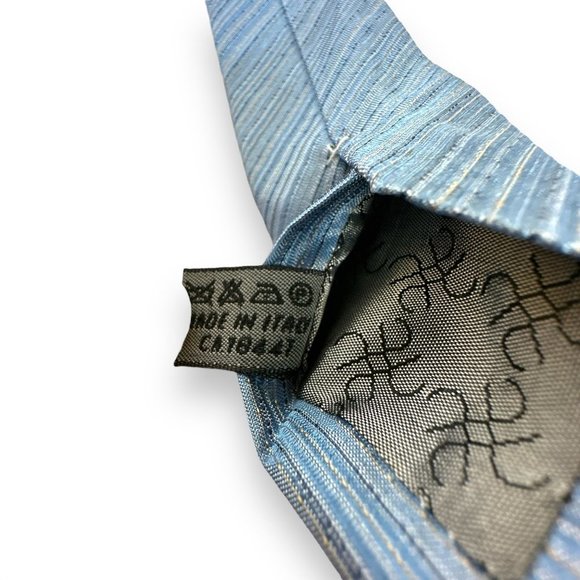 Tino Cosma Men's Tie Size 56.5 x 3.5 Blue Silver Striped 100% Silk Made in Italy - Picture 9 of 11